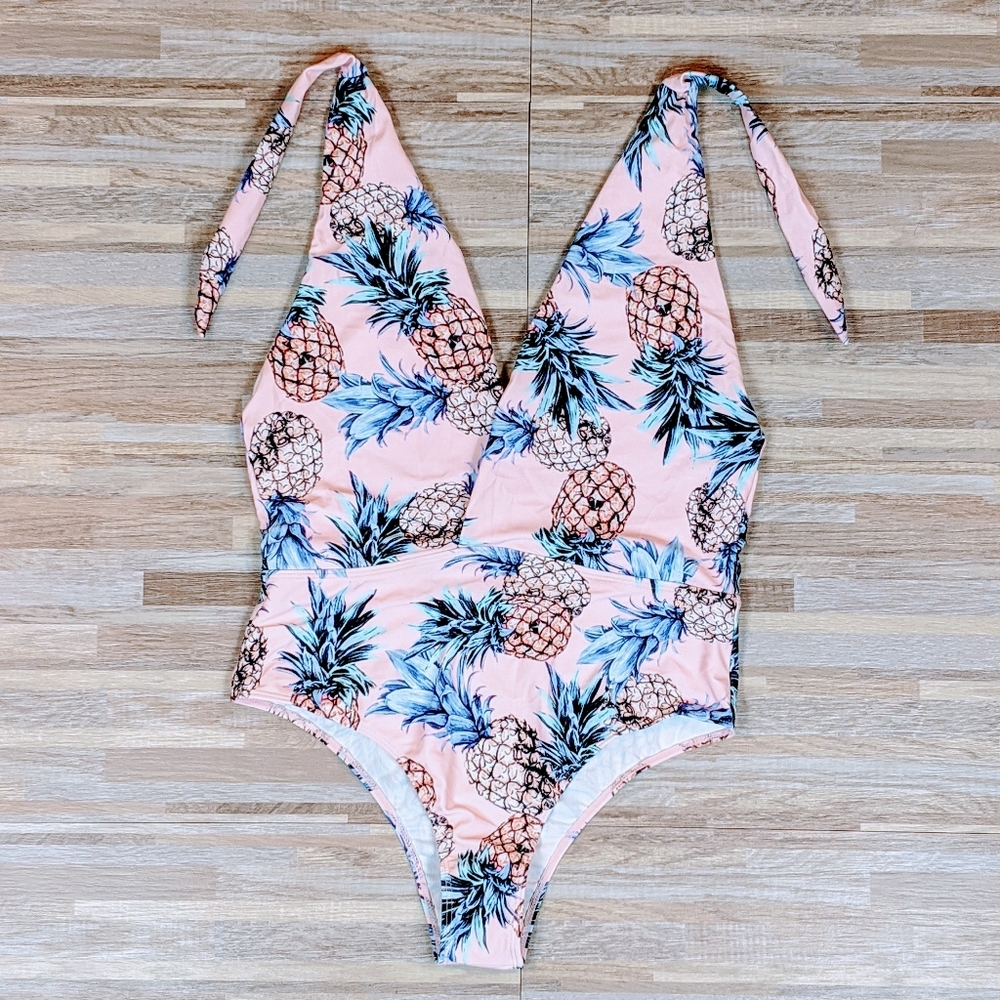 Pink Cheeky One-piece Halter 2XL